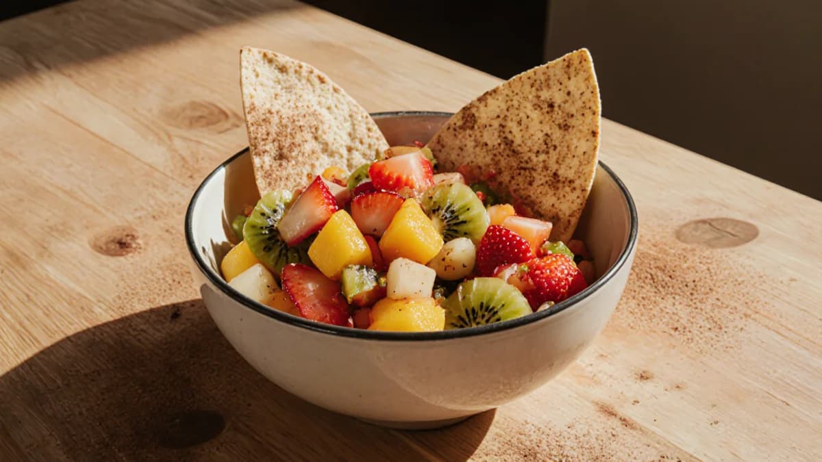 Fresh Fruit Salsa with Cinnamon Chips